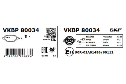 PASTILHAS TRAVÃO SKF VKBP80034