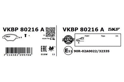 PASTILHAS TRAVÃO SKF VKBP80216A